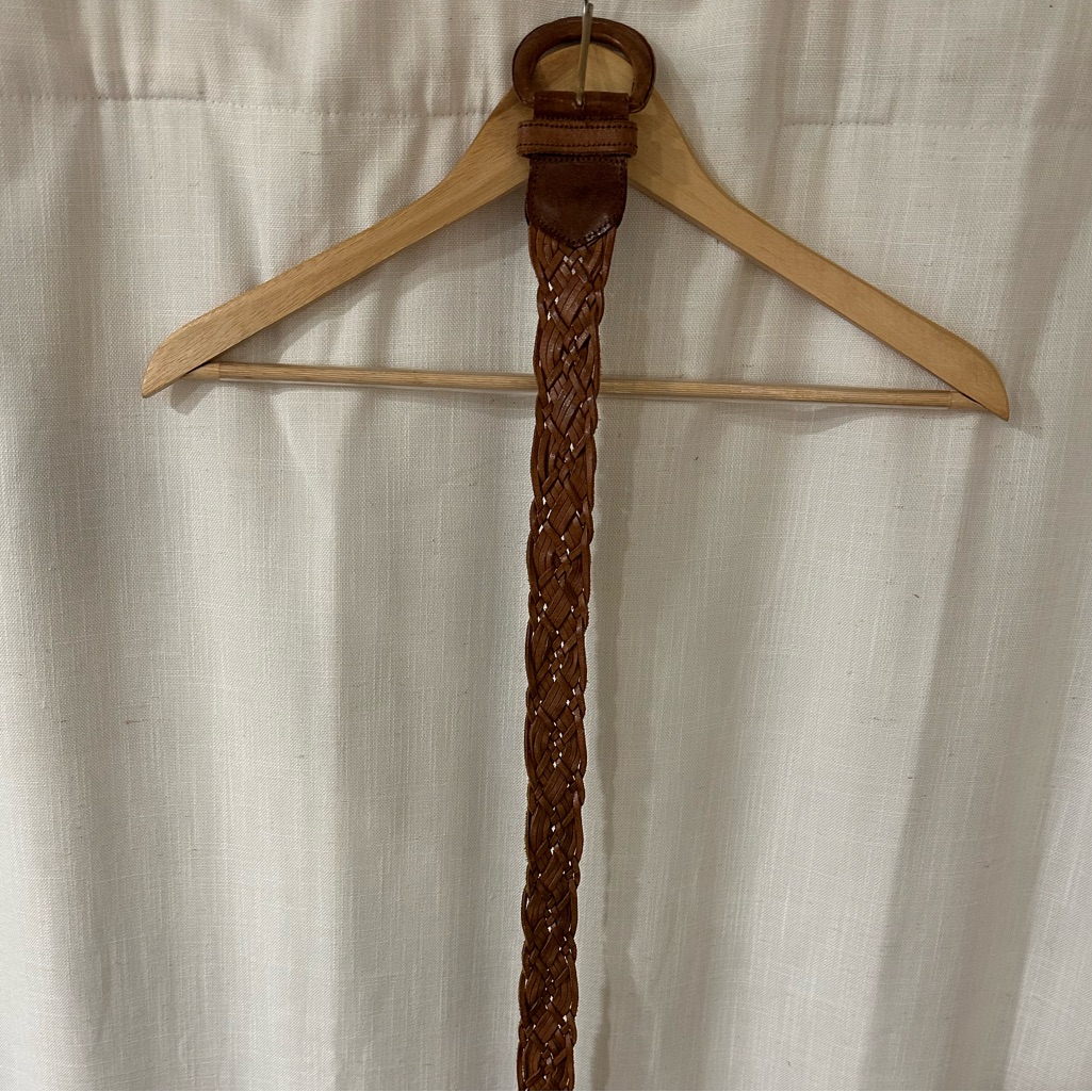 Brown Braided Leather Belt Xs/S
